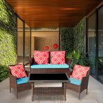 Four-Piece Sofa Set Table With Sofa Chair PE Rattan Outdoor Furniture HY4-001 Box *1 With Emerald Green Color Cushion W3152P269438-djyc