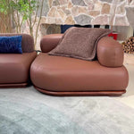 Italian Luxury Black Walnut Solid Wood Curved Sofa, Modern Minimalist Asymmetrical Couch for Living Room bs-0211-58