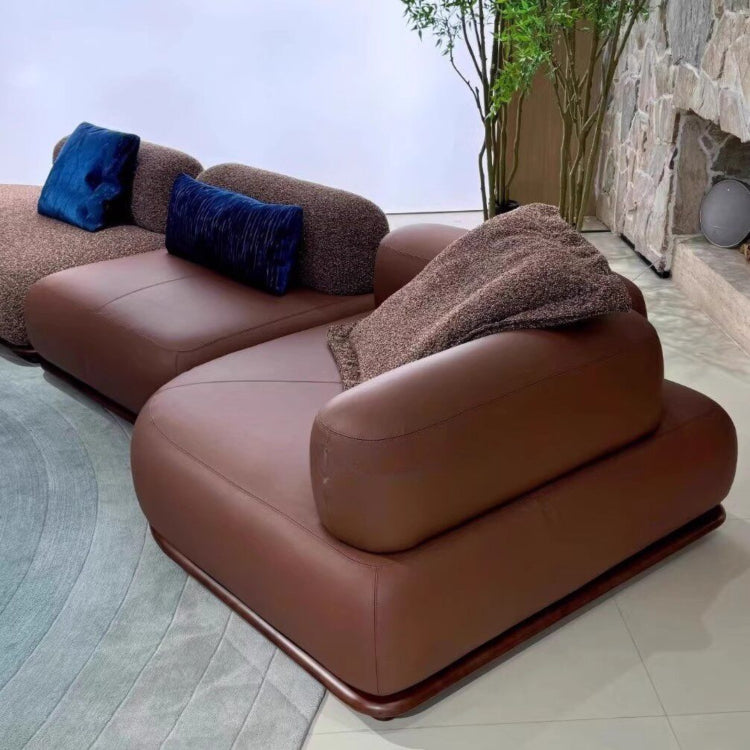 Italian Luxury Black Walnut Solid Wood Curved Sofa, Modern Minimalist Asymmetrical Couch for Living Room bs-0211-58