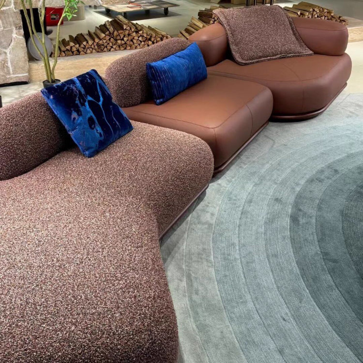 Italian Luxury Black Walnut Solid Wood Curved Sofa, Modern Minimalist Asymmetrical Couch for Living Room bs-0211-58