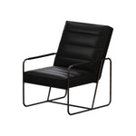 Modern Metal Framed Armchair with Black Technical Leather, Stylish & Comfortable Indoor Lounge Accent Chair for Living Room, Office,Bedroom W1669P197980-djyc