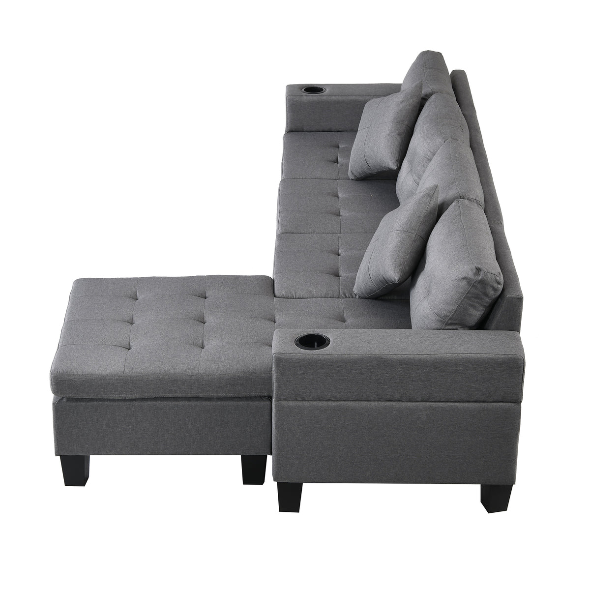 Sectional Sofa Set for Living Room with L ShapeChaise Lounge ,cup holder andLeft or Right Hand ChaiseModern 4 Seat W214S00007-djyc