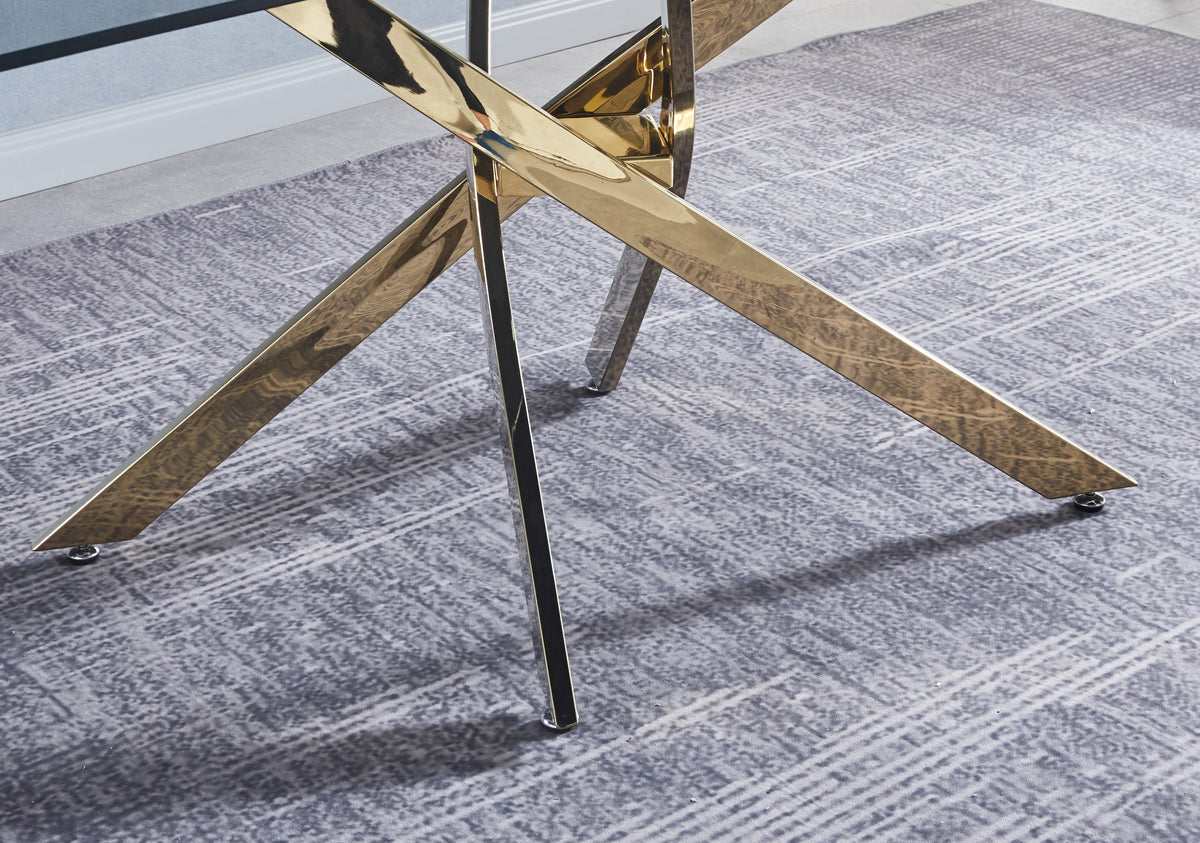 Modern Glass Table for Dining Room/Kitchen, 0.39" Thick Tempered Glass Top, Chrome Stainless Steel Base W1311S00268-djyc