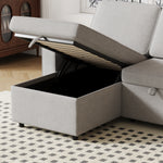 85.8" Pull Out Sleeper Sofa L-Shaped Couch Convertible Sofa Bed with Storage Chaise And Storage Racks,With USB Port And T-pyce Port W834S00267-djyc