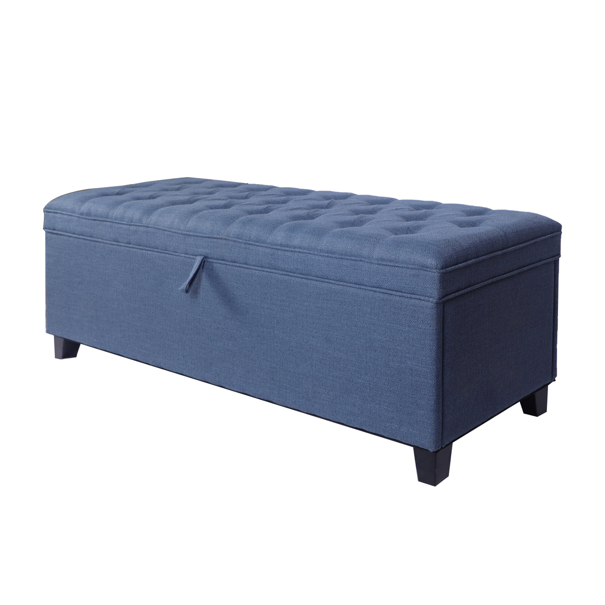 55.3 Inch Extra Long Storage Ottoman Entryway Bench with Flip Top Storage Chest with Padded Seat Bed End Stool for Hallway Living Room Bedroom, Blue Linen W1435P163386-djyc