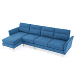Modern Sofa 3-Seat Couch with Stainless Steel Trim and Metal Legs for Living Room,New package compression sofa technology,Navy blue W487S00235-djyc