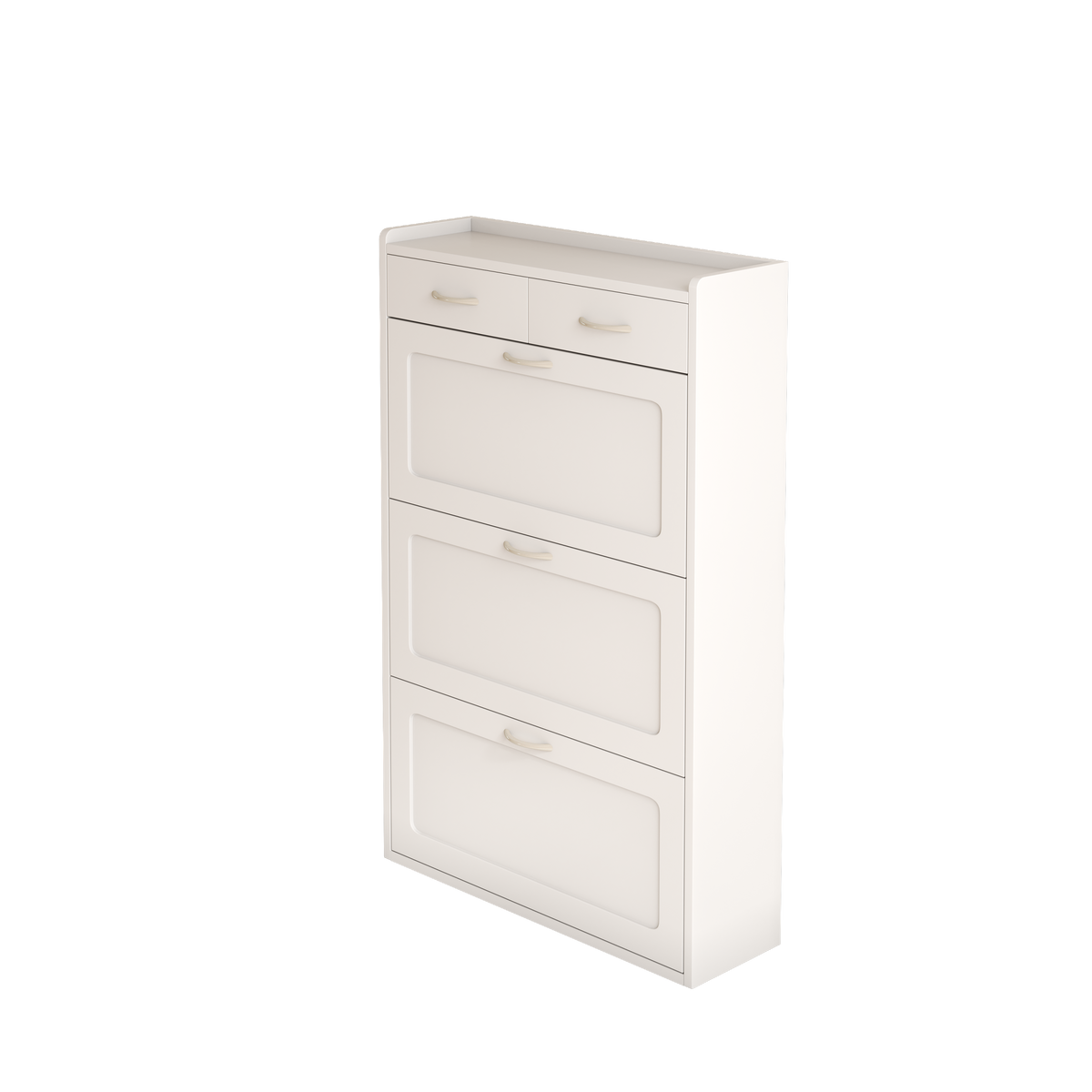 31.49 inches of white solid wood shoe cabinet, three-layer flip bucket shoe storage cabinet, simple and generous for a variety of home style white solid wood shoe cabinet W1278S00043-djyc