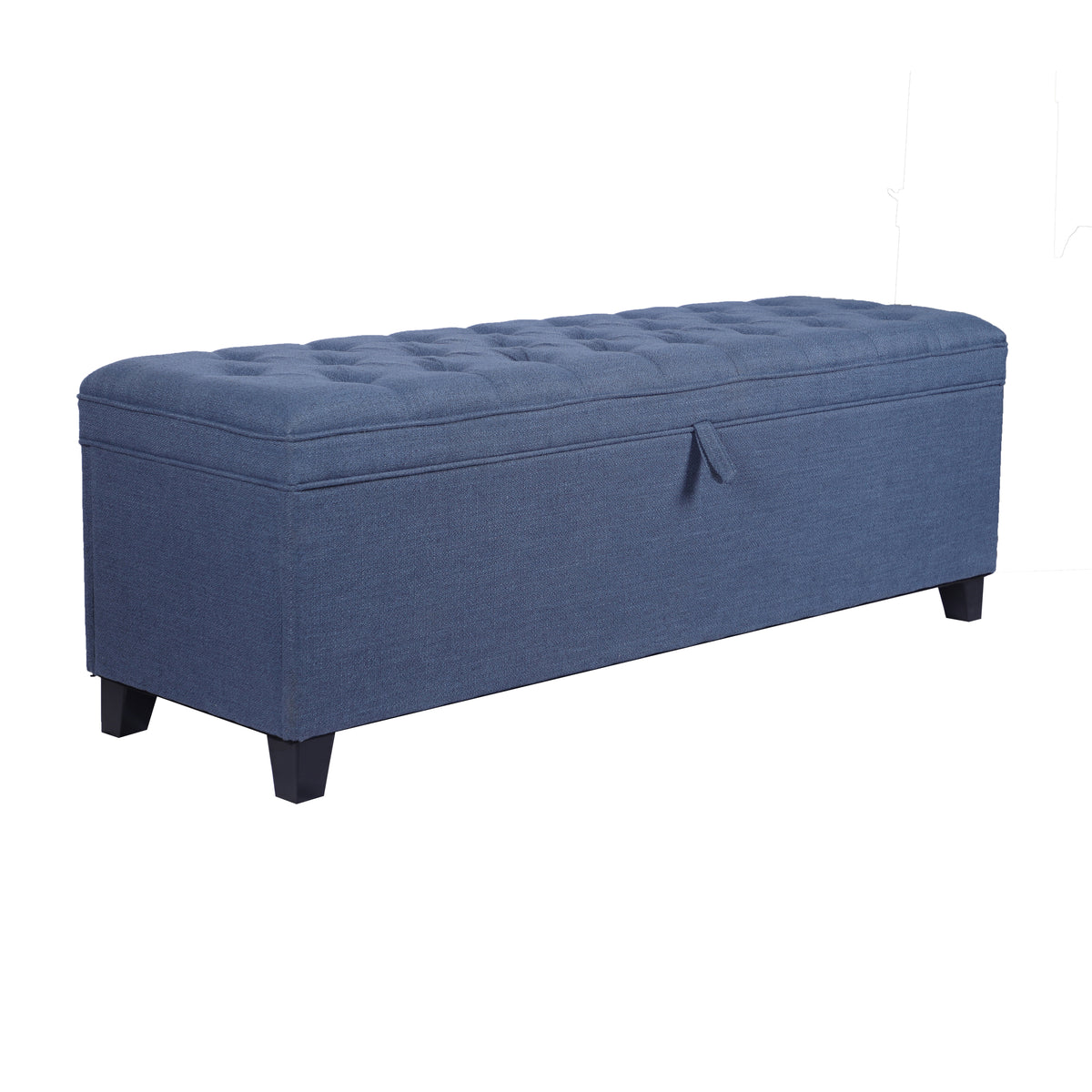 55.3 Inch Extra Long Storage Ottoman Entryway Bench with Flip Top Storage Chest with Padded Seat Bed End Stool for Hallway Living Room Bedroom, Blue Linen W1435P163386-djyc