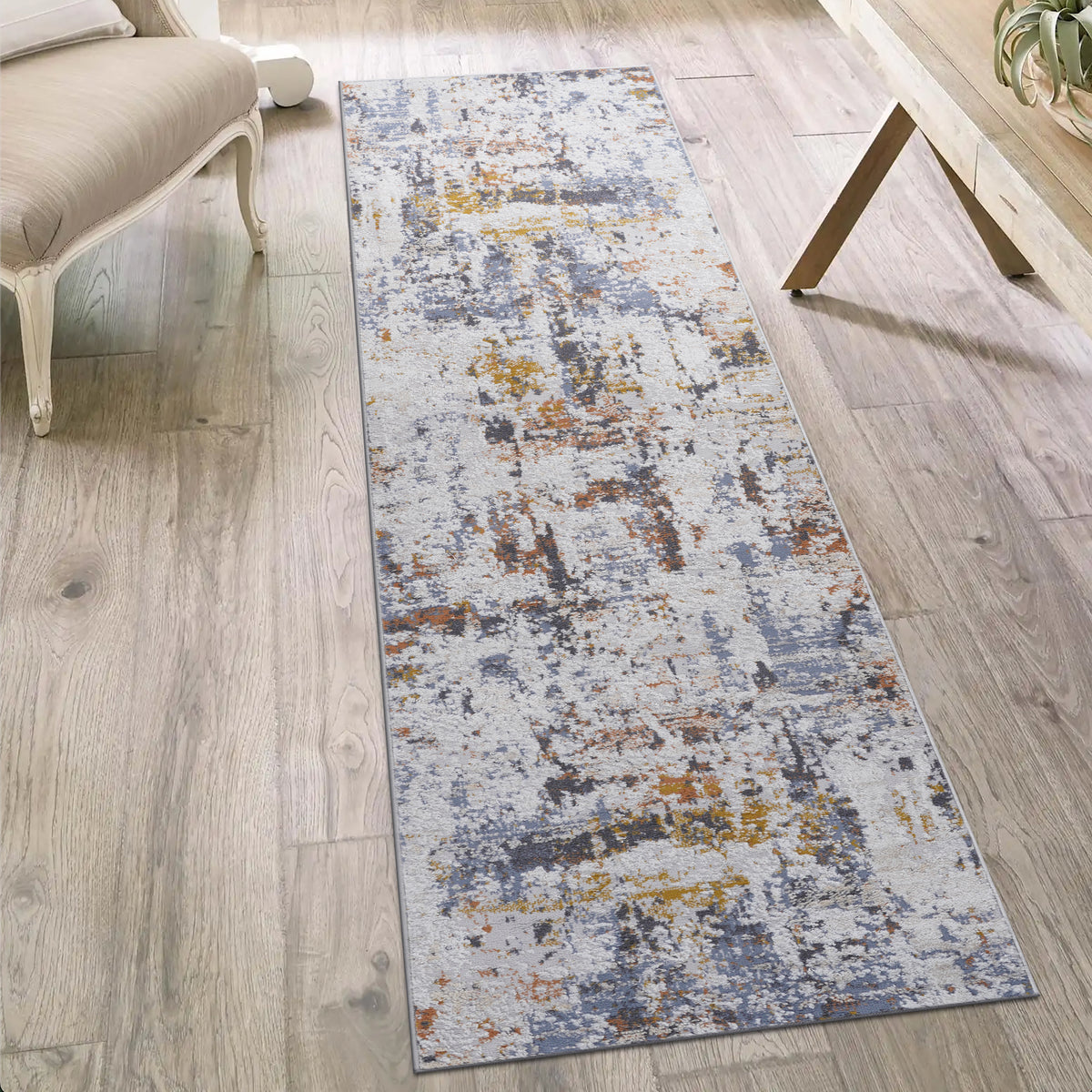 PAYAS Collection 2X8 Ivory / Blue / Abstract Runner Rug-B189P183556