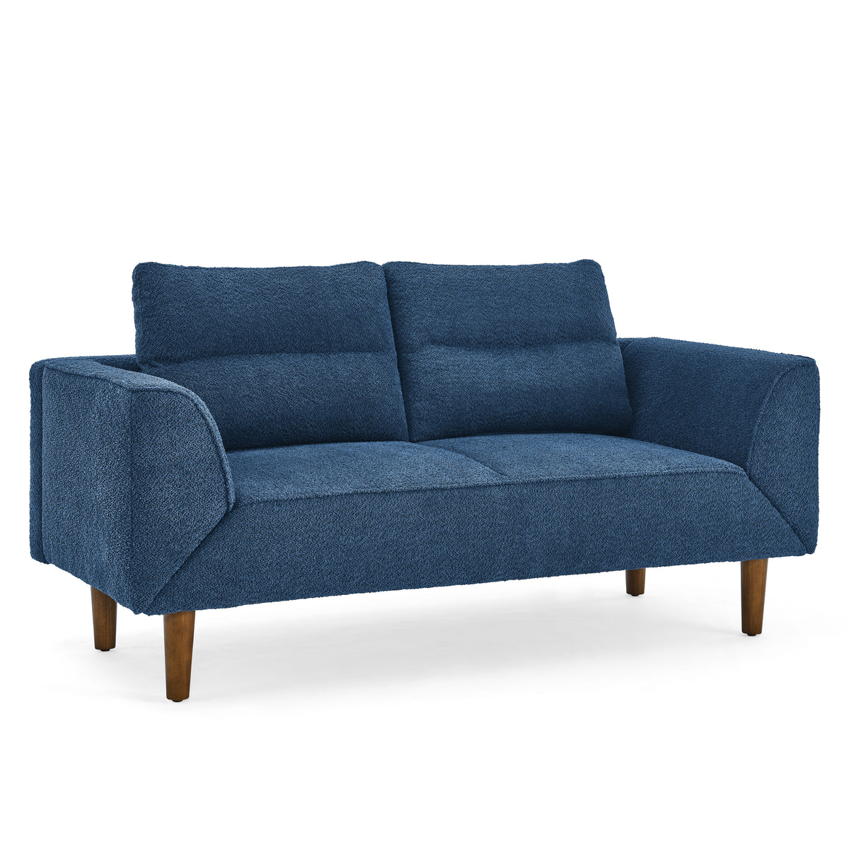 Convertible Futon Sofa Bed, Comfy Loveseat Sleeper Sofa with Adjustable Armrest, Strengthen Wood, Thick Padded Cushion, Small 2 Seater Couch for Living Room, Bedroom, Navy W487P180471-djyc