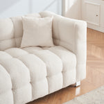 Sophisticated Comfort: Beige White Teddy Plush Sofa - 80 Inch, Perfect for Living Room or Bedroom, Includes Two Throw Pillows and Heavy-Duty Hardware Foot Support W1278141697-djyc