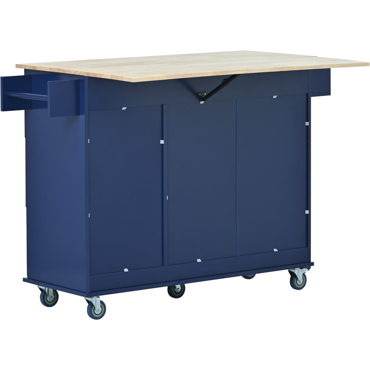 Rolling Mobile Kitchen Island with Drop Leaf - Solid Wood Top, Locking Wheels & Storage Cabinet 52.7 Inch Width(Dark blue) WF287035AAN-djyc