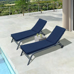 2PCS Set Outdoor Lounge Chair Cushion Replacement Patio Funiture Seat Cushion Chaise Lounge Cushion-Navy Blue W419103836-djyc