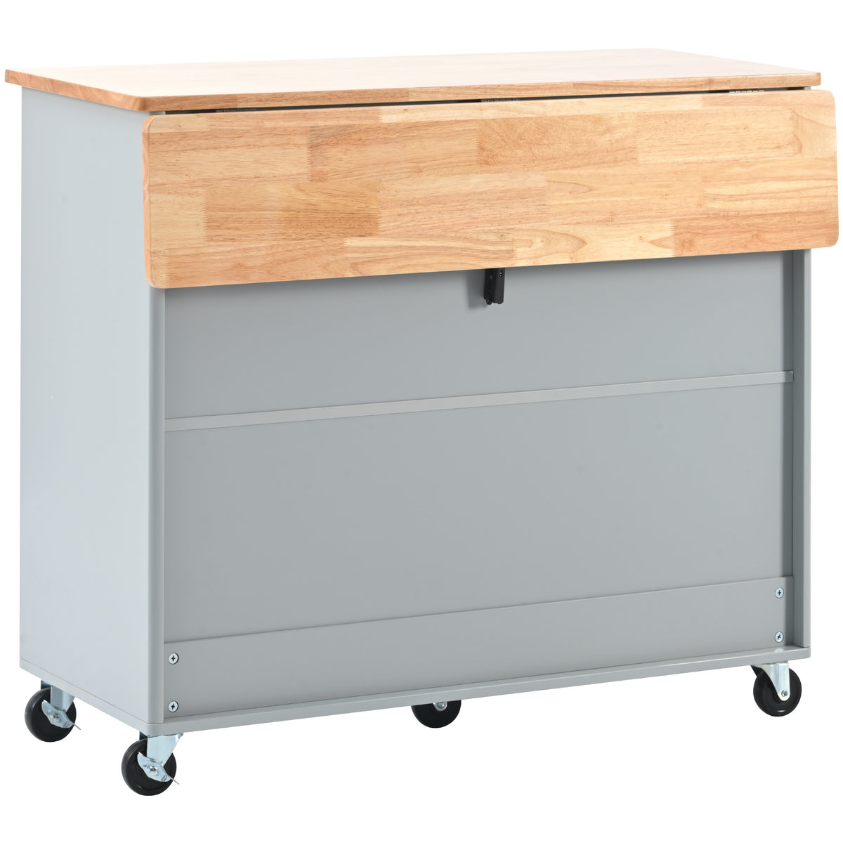 Kitchen Island with Drop Leaf, LED Light Kitchen Cart on Wheels with 2 Fluted Glass Doors and 1 Flip Cabinet Door, Large Kitchen Island Cart with an Adjustable Shelf and 2 Drawers (Grey Blue) WF311171AAG-djyc