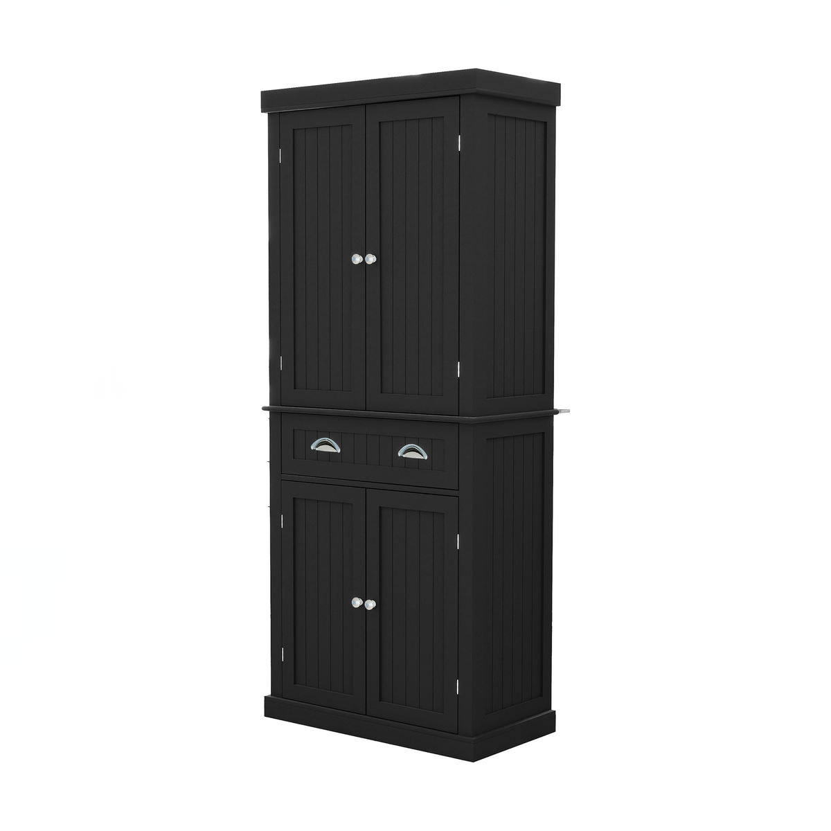 71" Kitchen Pantry Storage Cabinet , with 4 Doors, Drawer, 2 Adjustable Shelves, Freestanding Cupboard for Dining Room Living Room, Laundry-Black W282S00032-djyc