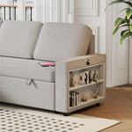 85.8" Pull Out Sleeper Sofa L-Shaped Couch Convertible Sofa Bed with Storage Chaise And Storage Racks,With USB Port And T-pyce Port W834S00267-djyc