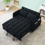 52 'black modern velvet sofa, sofa pull-out bed, small love seat casual sofa with back, pillow, pockets, living room furniture, 3 in 1 convertible sleep sofa bed. W1658P266335-djyc