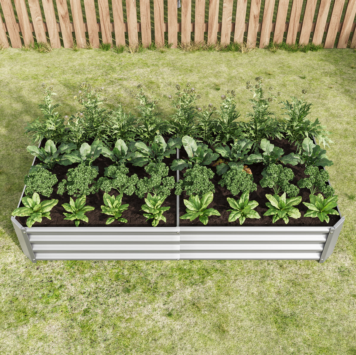 Raised Garden Bed Outdoor, 6×3×1ft , Metal RaisedRectangle Planter Beds for Plants, Vegetables, and Flowers - Silver W84091004-djyc