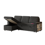 85.8" Pull Out Sleeper Sofa L-Shaped Couch Convertible Sofa Bed with Storage Chaise And Storage Racks,With USB Port And T-pyce Port W834S00265-djyc