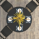 Dining Table for Farmhouse Kitchen 59x43 Inch Expandable Oval Table Top with Removable Leaf Trestle X Shaped Base Black W1347P202405-djyc