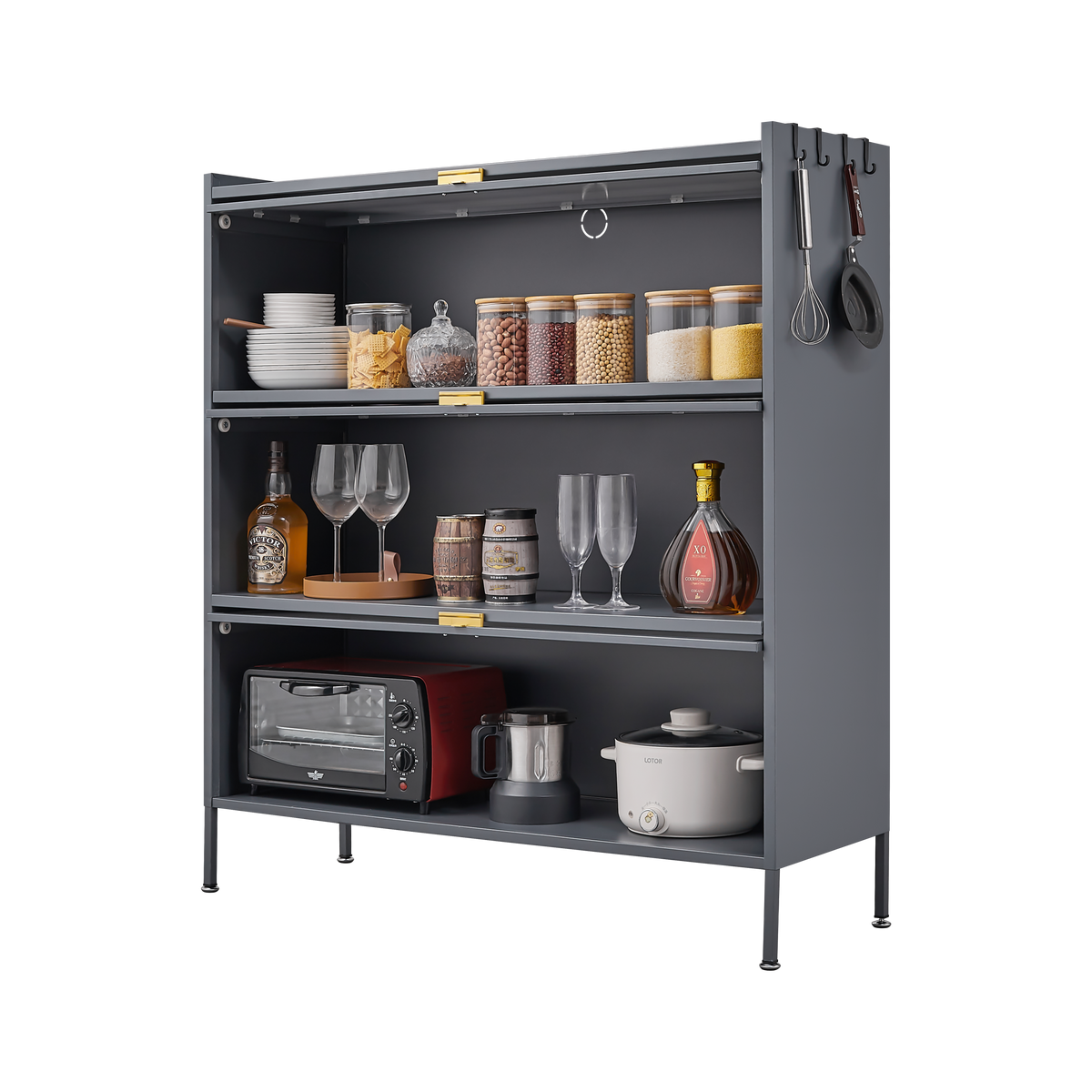 3 Tier Pantry Storage Cabinet Baker Racks for Kitchen with Storage Kitchen Pantry Storage Cabinet Microwave Rack Storage Rack W1247P179955-djyc