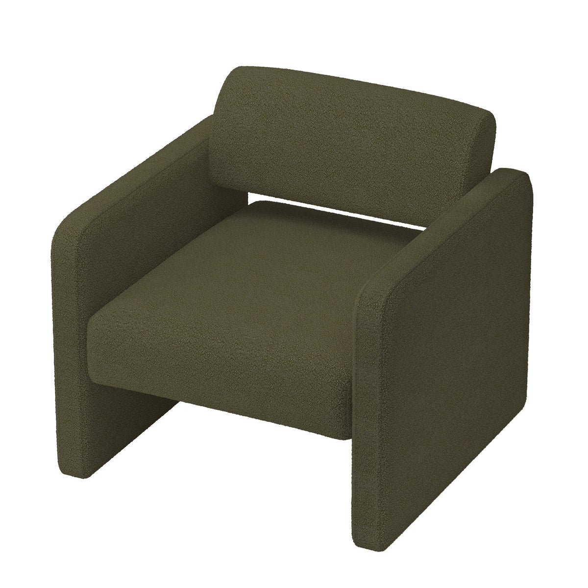 Green single sofa chair, upholstered comfortable chair with armrests, for dining room/bedroom/living room/reception - Green (30.9"*30.51"*30.11") W487P183021-djyc