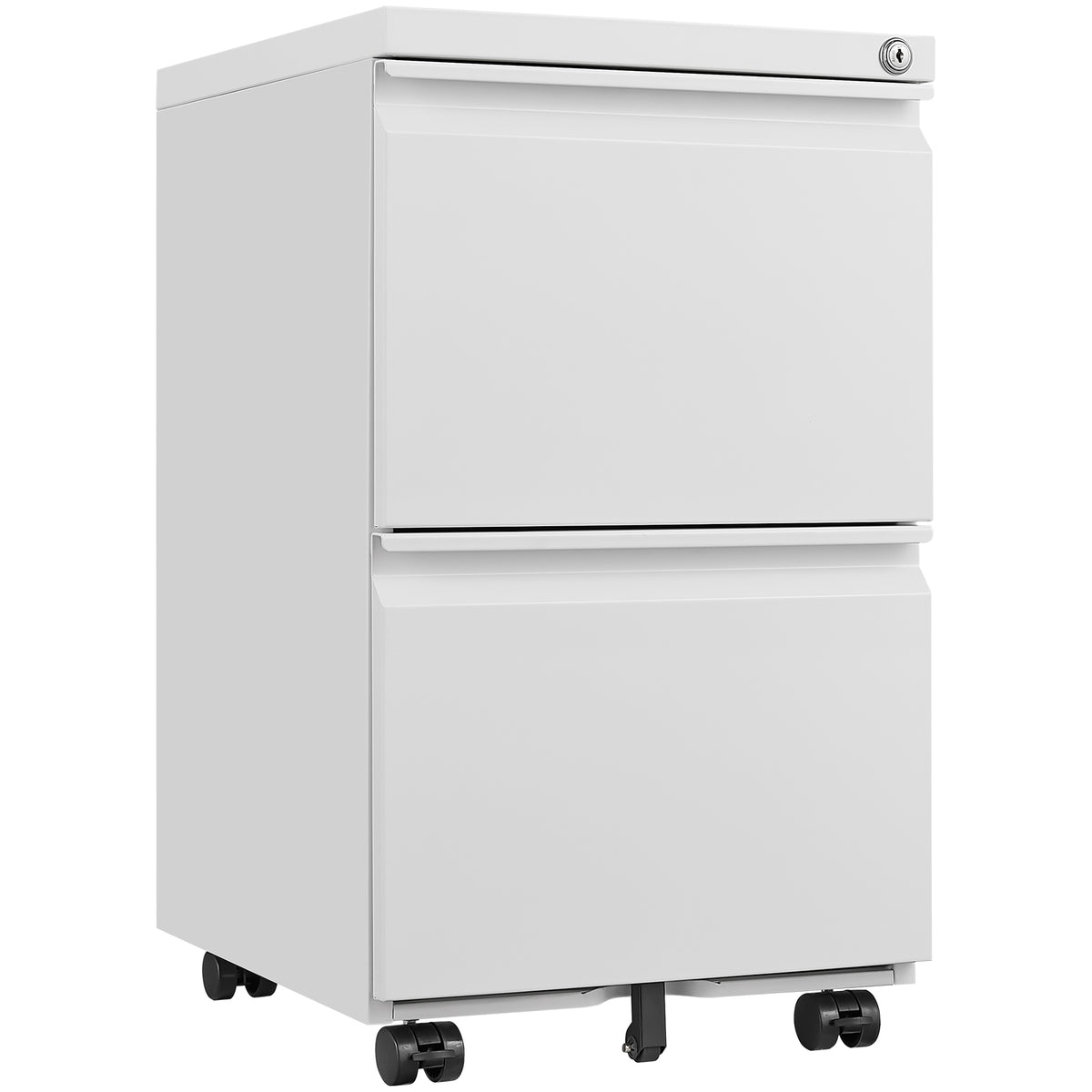 Metal 2 Drawers Mobile File Cabinet with Lock, Under Desk Office Steel Filing Cabinet, 25.6''H Legal/Letter Size Files Storage Cabinet,White W1247125572-djyc