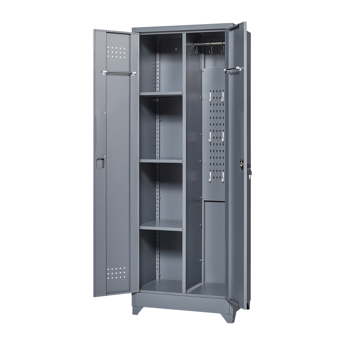 Metal Storage Cabinets, Cleaning Tool Cabinet with Locking Door, Tall Broom Tool Organizer and Storage, Large Storage Cabinet for Kitchen, Pantry, Office, Shop W328P193783-djyc