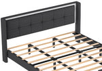 Queen Size Upholstered platform bed frame with headboard and sturdy wooden slats, high load-bearing capacity, non-slip and noiseless, no springs required, easy to assemble, dark gray bed W1793115326-djyc