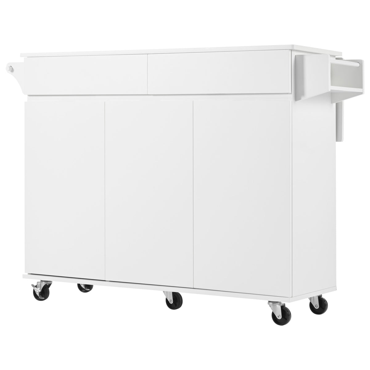 K&K 53.2''Kitchen Island with Drop Leaf, Kitchen Storage Cart with Spice Rack, Towel Rack and 2 Drawers, Rolling Kitchen Island on Wheels with Adjustable Shelves for Kitchen, Dining Room, White N707P173041W-djyc