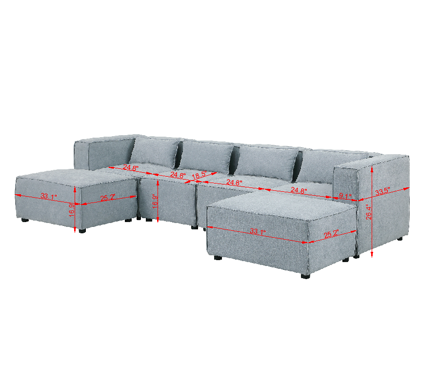 modular sofa Grayish bluechenille fabric,simple and grand, the seat and back is very soft. this is also a KNOCK DOWN sofa W1099S00115-djyc