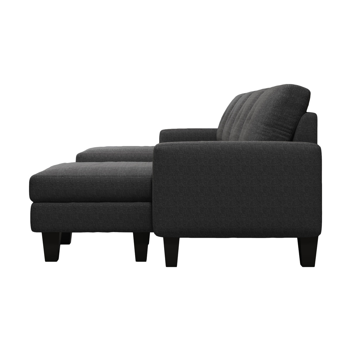 U-Shaped Sofa Coch 4-Seat Sofa with Chaise Polyester Fabric for Living Room Apartment Office (Dark Grey) W1669S00002-djyc