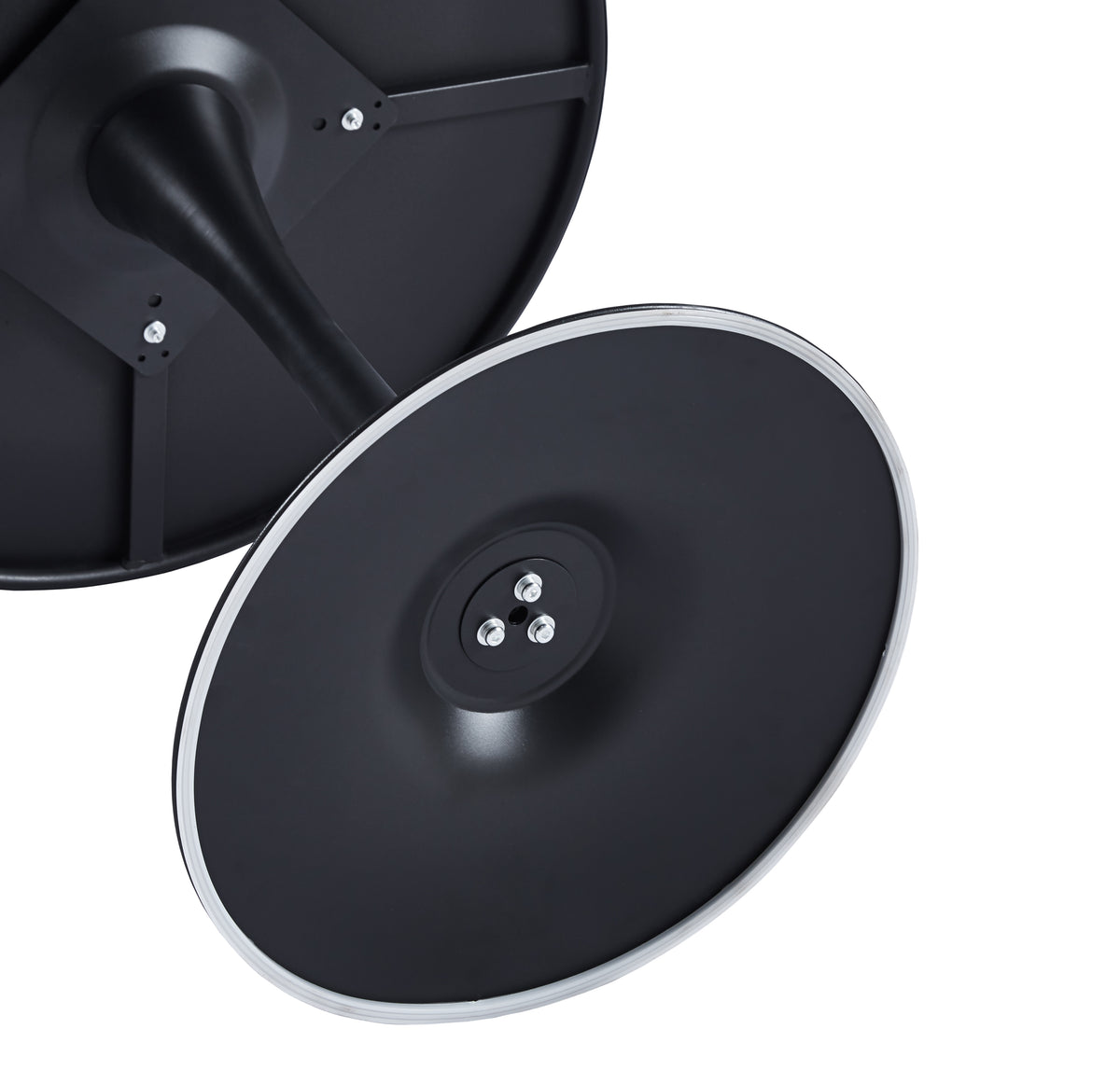 Modern Black Round Dining Table, 31.5" Diameter Solid Metal Base Coffee Table W124165046-djyc