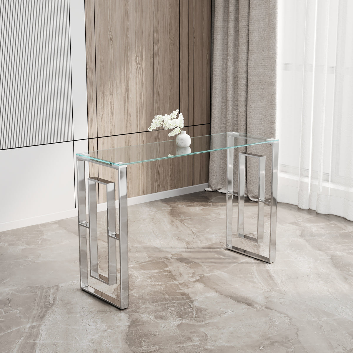 Console Table Stainless Steel Glass,Meal side table silvery Clearbs-02 s W1727P195277-djyc