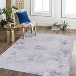 MAVAL Gold Washable Rug 4x6 Area Rug (Gray+Gold, 4' x 6')-B189P188974