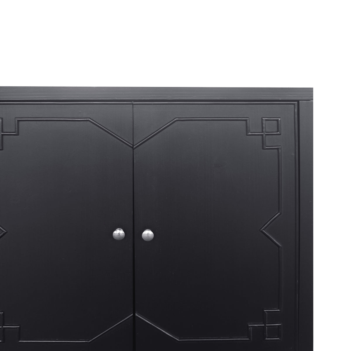 Accent Cabinet 4 Door Wooden Cabinet Sideboard Buffet Server Cabinet Storage Cabinet, for Living Room, Entryway, Hallway, Office, Kitchen and Dining Room, Matte Black W1435P153081-djyc