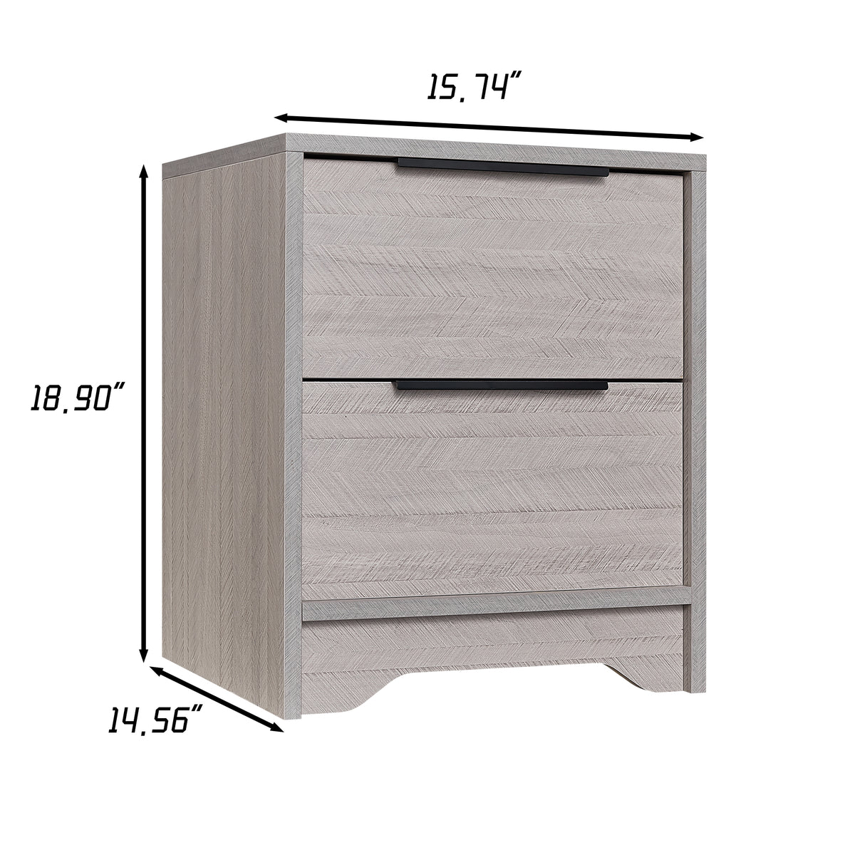 Grey Wooden Nightstand with TwoDrawers for Bedrooms and Other Places. W328127505-djyc