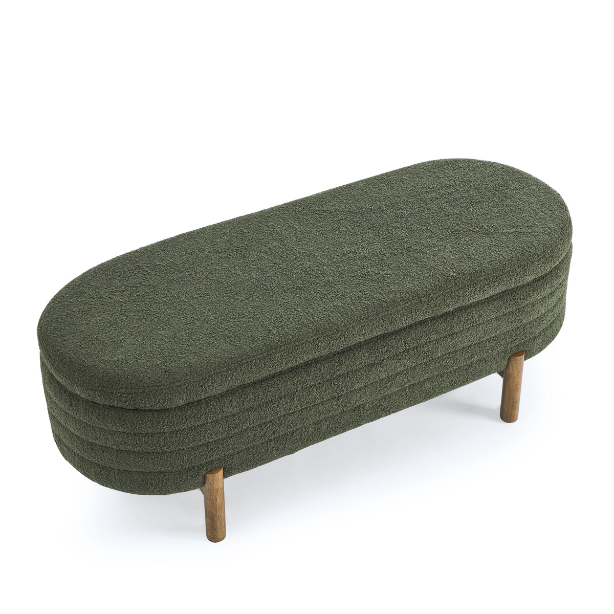 Ottoman Oval Storage Bench,Rubber Wood Leg, Green(46."x17.7"x10.8") W487P178761-djyc