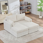 63.39' Wide Combination Sofa Bed With Cushions, Featuring Soft Chenille Upholstery, Sturdy Metal Legs, And Strong Load-Bearing Capacity. Suitable For Living Rooms, Bedrooms, And Apartments.IVORY-W3189S00032