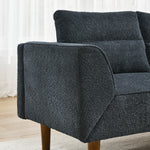 Convertible Futon Sofa Bed, Comfy Loveseat Sleeper Sofa with Adjustable Armrest, Strengthen Wood, Thick Padded Cushion, Small 2 Seater Couch for Living Room, Bedroom, Black W487P180470-djyc