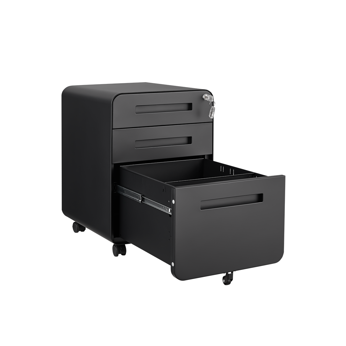 3 Drawer Mobile File Cabinet Under Desk Office,Simple Style Versatile Storage Cabinet for Legal/Letter/A4 Files, 5 Wheel Design Anti-Tilting Cold Rolled Steel Waterproof Moisture-Proof Black W124782438-djyc