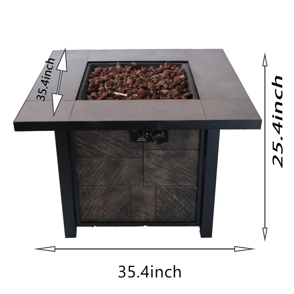 50000 BTU, CSA Certification SquareGas Fire Table ,Contain 5 kg Lava Stone And Rainproof Cover,Magnesium Oxide Wood Grain Surface Finished,More Suitable for Outdoor Garden Backyard and Durable W2734P194105-djyc