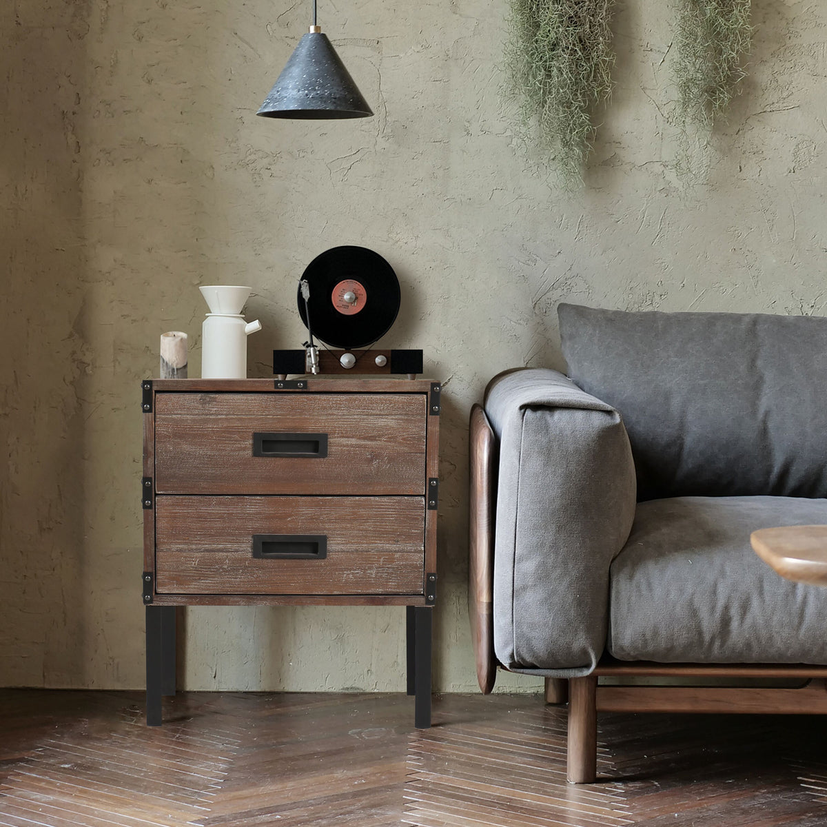 Antique Reclaimed Wood Gray Trunk Table And Side Table S/3 with Large Storage Dress Up Your Liviing Room W142562436-djyc