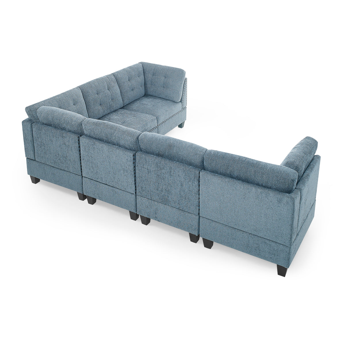 L shape Modular Sectional Sofa,DIY Combination,includes Three Single Chair and Three Corner ,Navy Chenille W487S00192-djyc