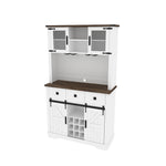 Farmhouse Bar Cabinet with Sliding Barn Door, 70" Rustic Buffet Cabinet with Storage Shelves, Liquor Cabinet with Wine and Glasses Rack, Sideboard Cupboard for Kitchen, Dining Room W1347S00003-djyc