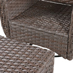 K&K 5 Pieces Outdoor Patio Furniture Set with Pet House Cool Bar and Retractable Side Tray, Rattan Wicker Patio Swivel Rocking Chairs Set of 2 with Ottomans for Backyard, Porch, Balcony, Beige SK000006AAA-djyc