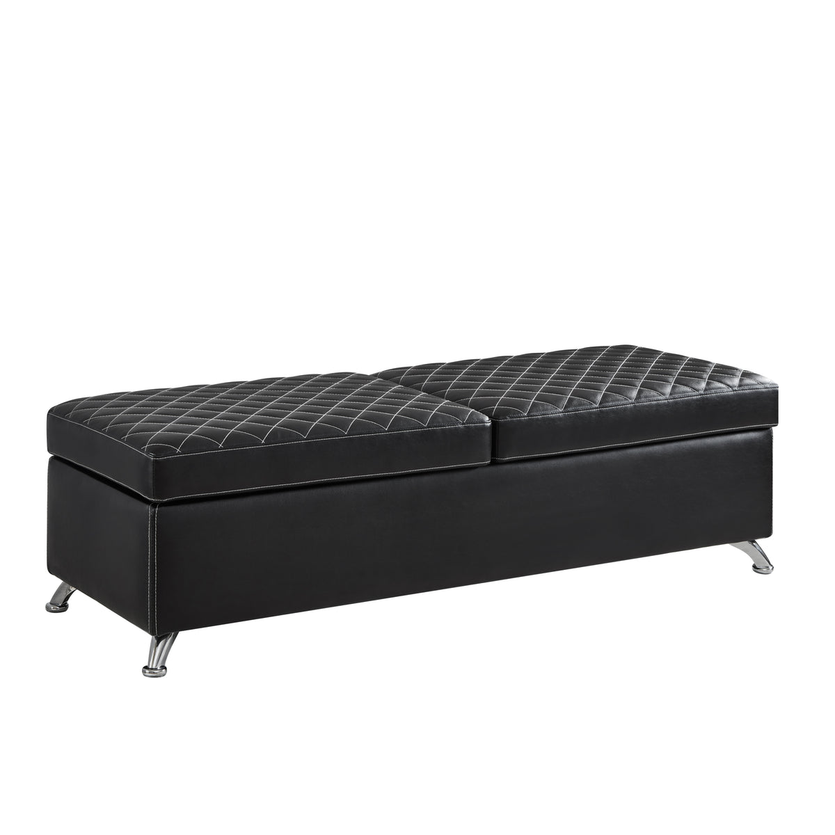 56.7" Bed Bench with Storage BlackLeather W1669P147647-djyc