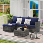 2 Pieces Patio Furniture Set,Outdoor Woven Sectional L- Shaped Patio Furniture ,Wicker Conversation Set with Ottoman, Detachable Lounger Table for Backyard Poolside W874P264741-djyc