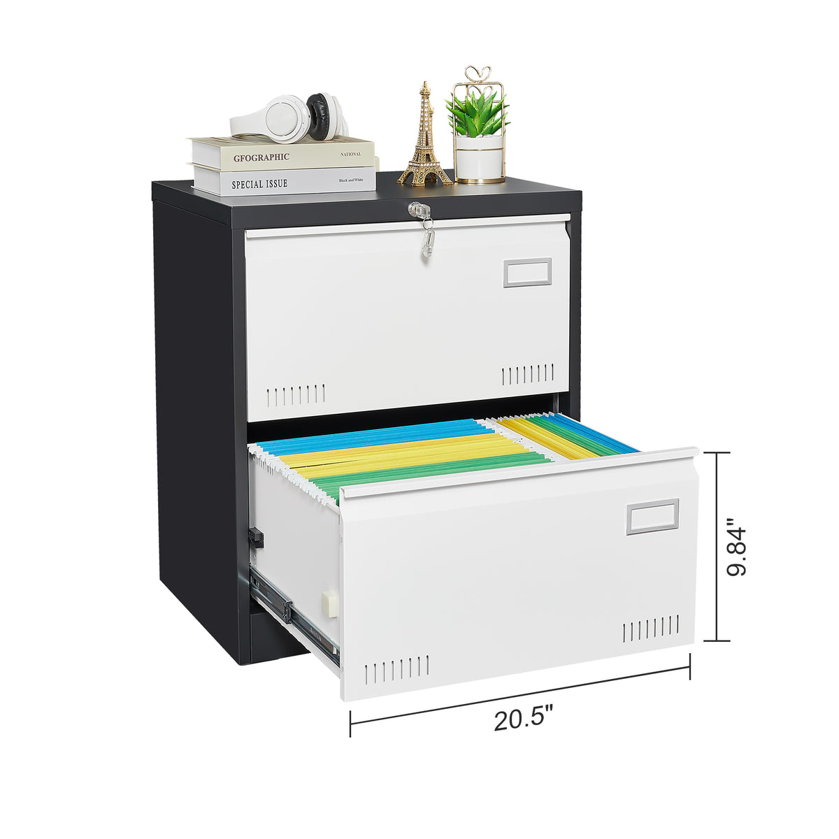 2 Drawer Metal Lateral File Cabinet with Lock,Office Vertical Files Cabinet for Home Office/Legal/Letter/A4,Locking Metal File Cabinet,Assembly Required W1247118739-djyc