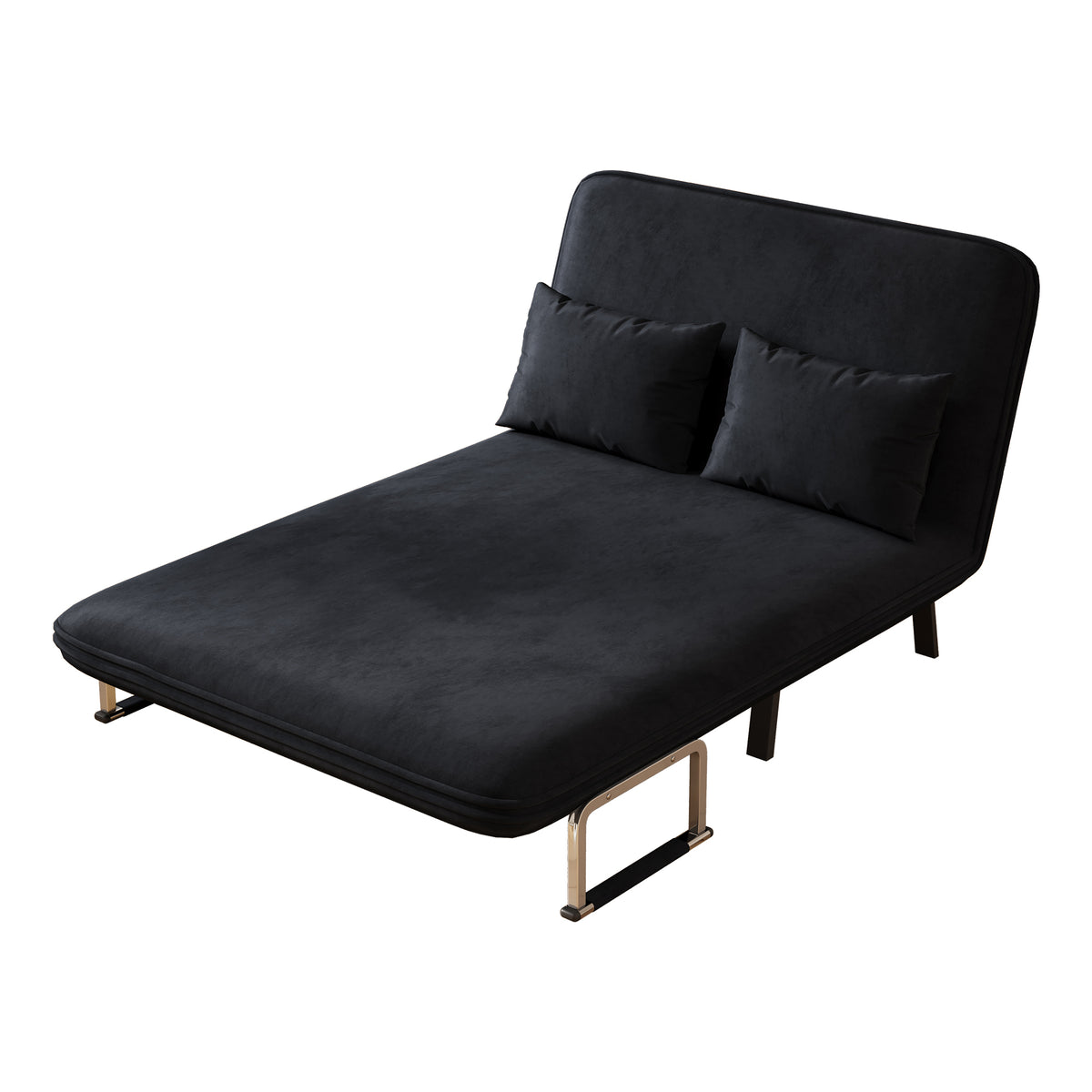 39″ Convertible Chair Bed, Tri-Fold Sofa Bed with Adjustable Backrest & Pillow, Leisure Chaise Lounge Couch with Sturdy Steel Frame for Home & Office, Comfortable Sleeper Chair black W1767P192815-djyc